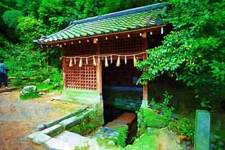 illust, , , , , ,  ,  , ., Shinto shrine Kirihara   Uji,   ,    , Shinto  festoon, Shinto
