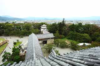 photo,material,free,landscape,picture,stock photo,Creative Commons,Aizu Wakamatsu, tile, building, town, The castle tower