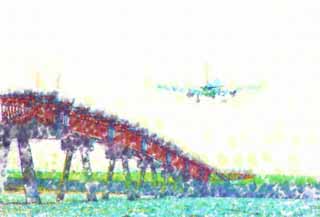 illustration,material,free,landscape,picture,painting,color pencil,crayon,drawing,Landing, landing, runway, The sea, wing