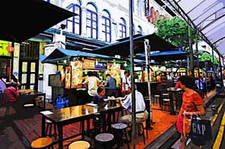 illustration,material,free,landscape,picture,painting,color pencil,crayon,drawing,Chinatown, table, restaurant, An arcade, shopping district