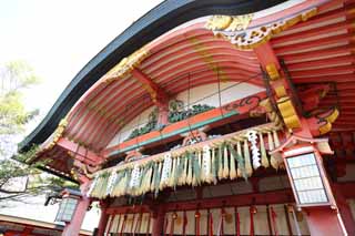 Foto, materieel, vrij, landschap, schilderstuk, bevoorraden foto,Fushimi-inari Taisha Shrine Shinto stro festoon, Shinto stro festoon, Krant aanhangsel, Inari, Vos