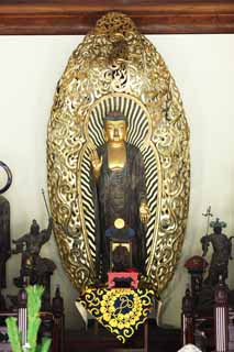 Foto, materiell, befreit, Landschaft, Bild, hat Foto auf Lager,Tofuku-ji Temple-Bild von Buddha mit seinen zwei Buddhistischen Heiligen auf jedem Seiten-Bild, Gold, Statue, Buddhistisches Bild, erst Idolbild von Buddha mit seinen zwei Buddhistischen Heiligen auf jedem Seiten-Bild