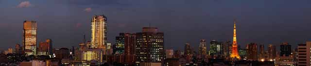 fotografia, materiale, libero il panorama, dipinga, fotografia di scorta,Una vista serale di Tokio, Roppongi riduce ad una montagnola, costruendo, Torre di Tokio, 