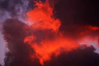 photo, la matire, libre, amnage, dcrivez, photo de la rserve,Le dragon des nuages du coucher de soleil, rve, Rouge, nuage,  noir