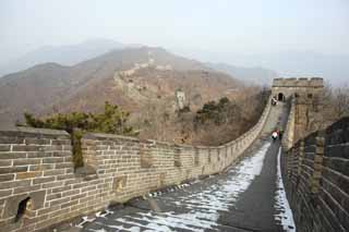 Foto, materieel, vrij, landschap, schilderstuk, bevoorraden foto,Grote Muur van China heel uitzicht, Kasteel muur, Uitkijk op een kasteel, De Hsiung-nu, 