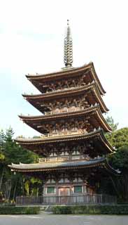 Foto, materieel, vrij, landschap, schilderstuk, bevoorraden foto,Daigo-ji Temple Five Storeyed Pagoda, Chaitya, Ik word in rood geschilderd, Twee werelden mandala, Japans esoterisch Boeddhisme foto