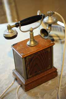 photo,material,free,landscape,picture,stock photo,Creative Commons,Meiji-mura Village Museum telephone, telephone of the Meiji, The Westernization, I put it and talk on the telephone, Cultural heritage