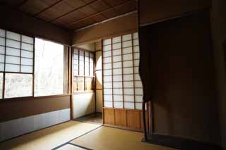 fotografia, materiale, libero il panorama, dipinga, fotografia di scorta,Una persona di Meiji-mura Villaggio Museo casa di pino est, costruendo del Meiji, stuoia di tatami, Stanza di Giapponese-stile, shoji