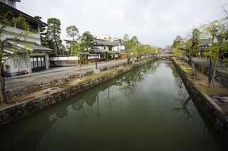 Foto, materiell, befreit, Landschaft, Bild, hat Foto auf Lager,Kurashiki Kurashiki-Fluss, Traditionelle Kultur, Traditionsarchitektur, Japanische Kultur, Die Geschichte