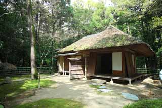 photo,material,free,landscape,picture,stock photo,Creative Commons,Koraku-en Garden Shigeru Shoan, straw-thatched roof, shoji, tea-ceremony room, Japanese building