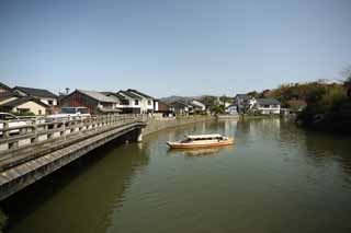 photo, la matire, libre, amnage, dcrivez, photo de la rserve,Matsue-jo Chteau, Visiter des sites pittoresques bateau, pont, foss, Ishigaki