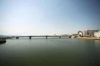 photo,material,free,landscape,picture,stock photo,Creative Commons,Great Hashikawa, Ohashi, Lake Shinji-ko, bridge, blue sky